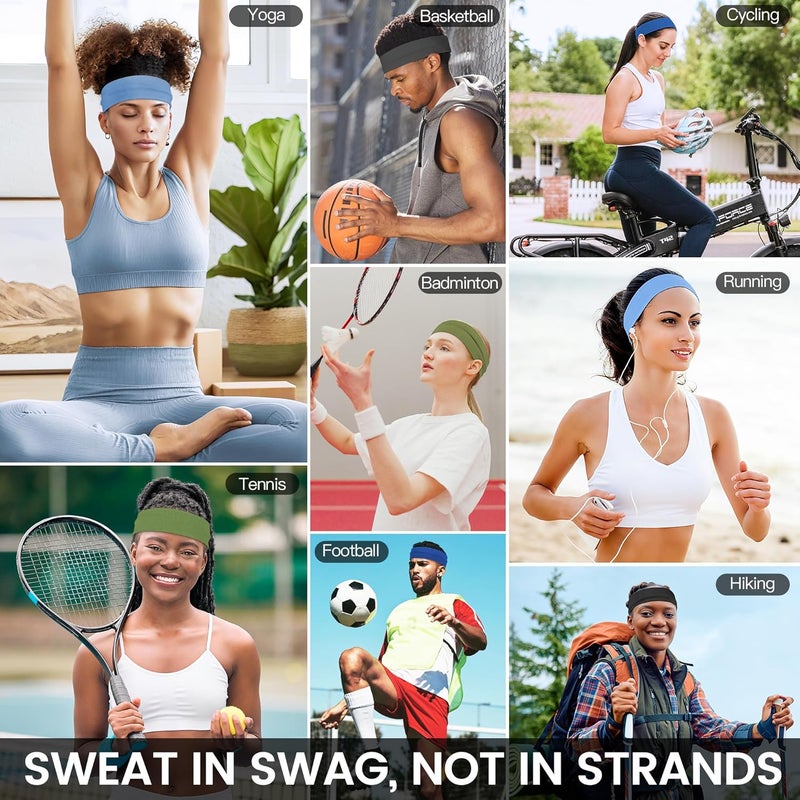DiyJibb 10 PCS Headbands for Women - Fashion Non Slip Cotton Headbands for Women and Men Perfect for Sports and Outdoor Activities in Summer,Including Running, Yoga, Cycling, Gym Workouts - Image 2